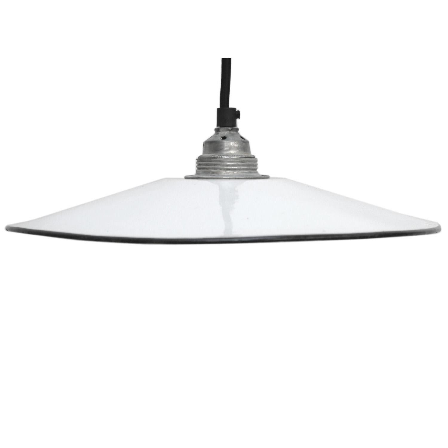 Small French Industrial pendant.

Weight 0.7 kg / 1.5 lb

Priced per individual item. All lamps have been made suitable by international standards for incandescent light bulbs, energy-efficient and LED bulbs. E26/E27 bulb holders and new 110