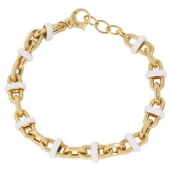 Bracciale Funky A Link con smalto bianco in oro giallo 14 carati