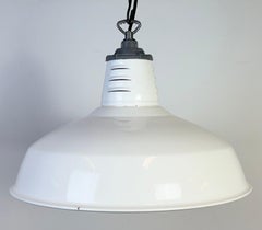 White Enamel Industrial Pendant by Miller Co., 1960s
