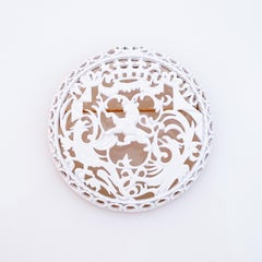 White Enamel Lion and Phoenix Medallion Statement Brooch By Napier, 1970s