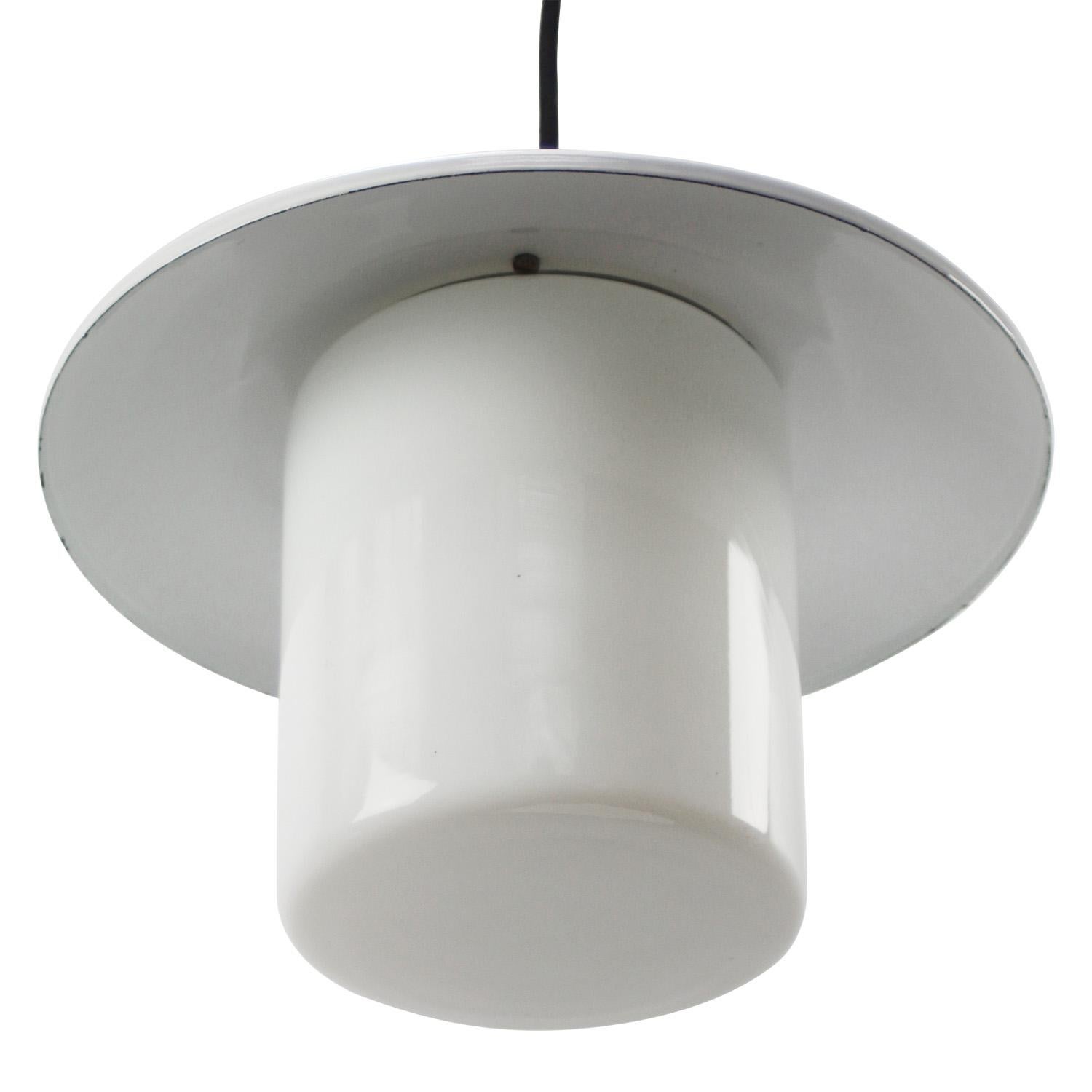 Czech White Enamel Opaline Glass Pendant Lights For Sale