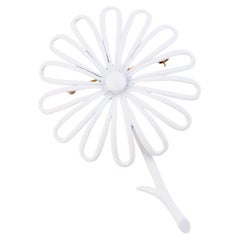 Retro White Enamel Openwork Flower Figural Brooch By Monet, 1960s