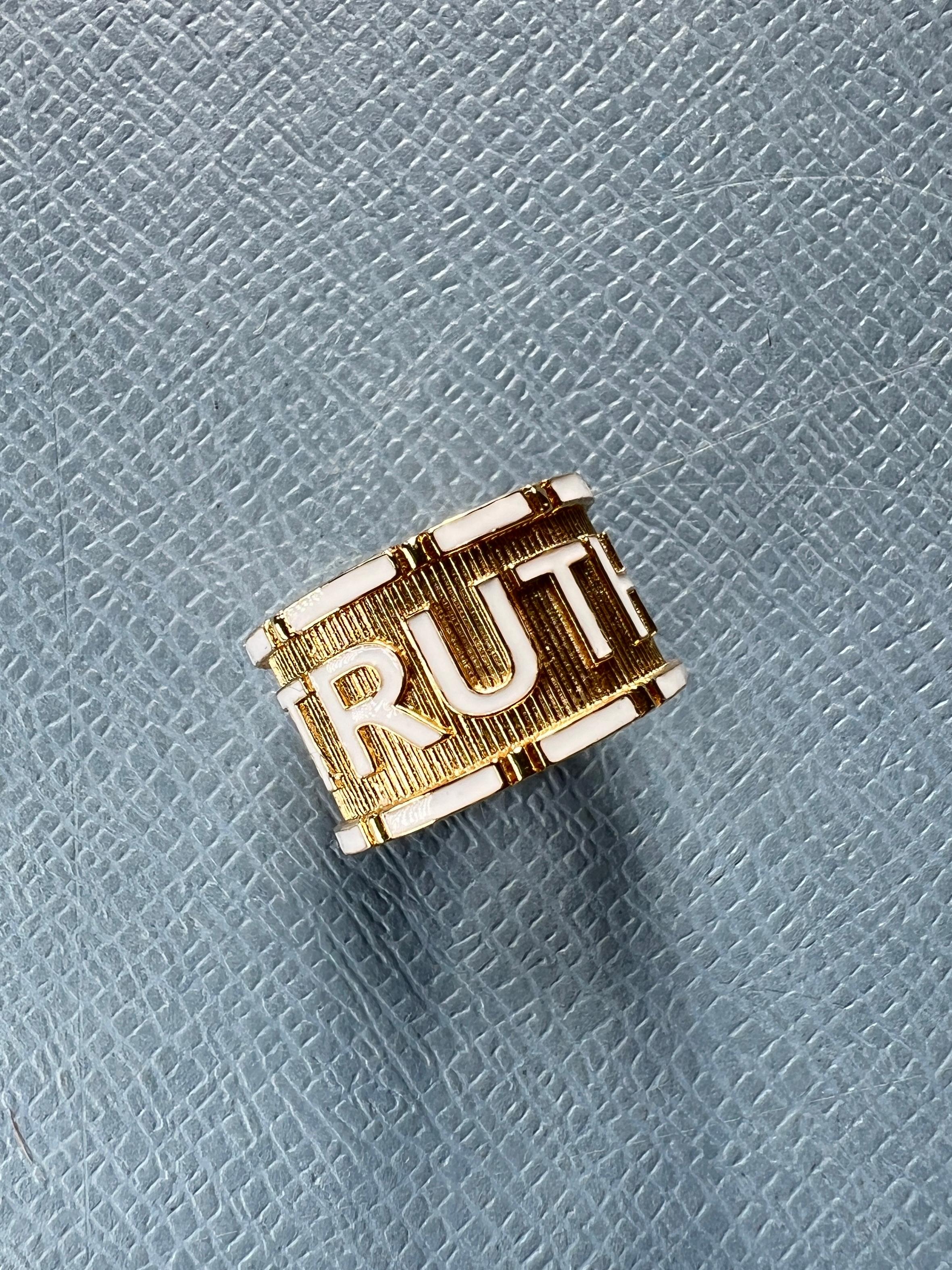 Anello della verità stile Memento Mori Smalto bianco in vendita 2