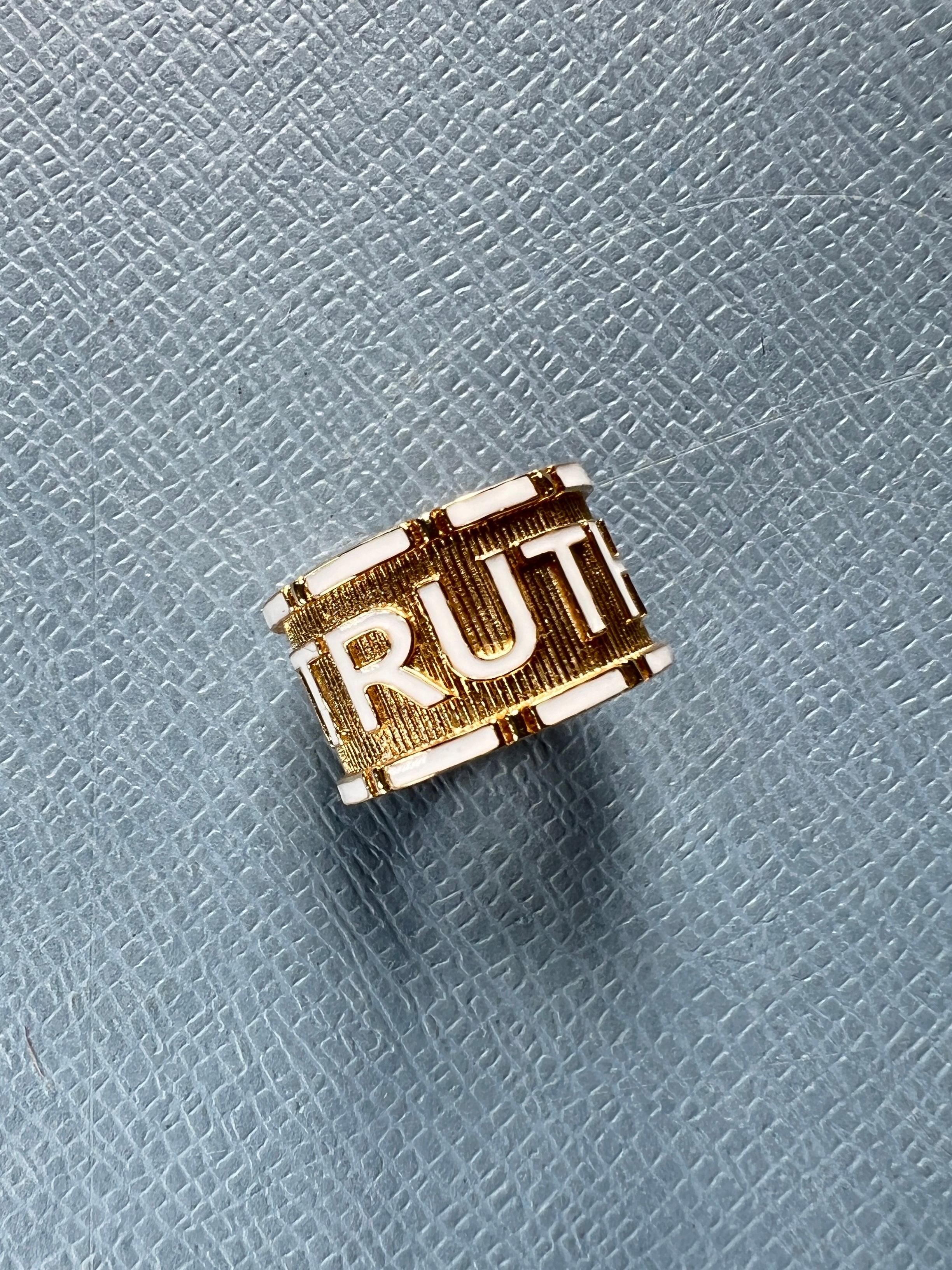 Anello della verità stile Memento Mori Smalto bianco in vendita 4
