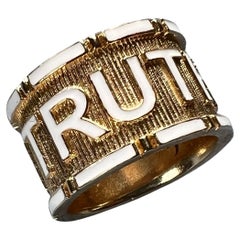 Anello della verità stile Memento Mori Smalto bianco