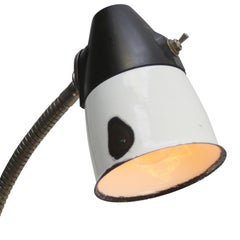 White Enamel Vintage Industrial Bakelite Gooseneck Machinist Table Desk Light