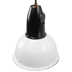 White Enamel Vintage Industrial Bakelite Top Pendant Lamp
