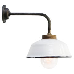 Weiß Emaille Vintage Industrie Messing klar gestreiften Glas Wandlampen Lights