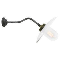 White Enamel Vintage Industrial Brass Scone Wall Light