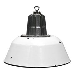 White Enamel Vintage Industrial Cast Aluminum Hanging Lamps