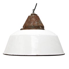White Enamel Vintage Industrial Cast Iron Factory Pendant Light