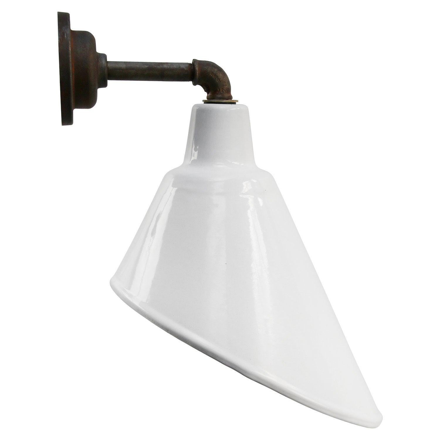 White Enamel Vintage Industrial Cast Iron Factory Sconces Wall Lights