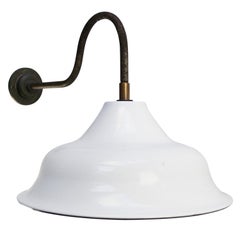 White Enamel Vintage Industrial Cast Iron Goose-neck Wall Light Sconces