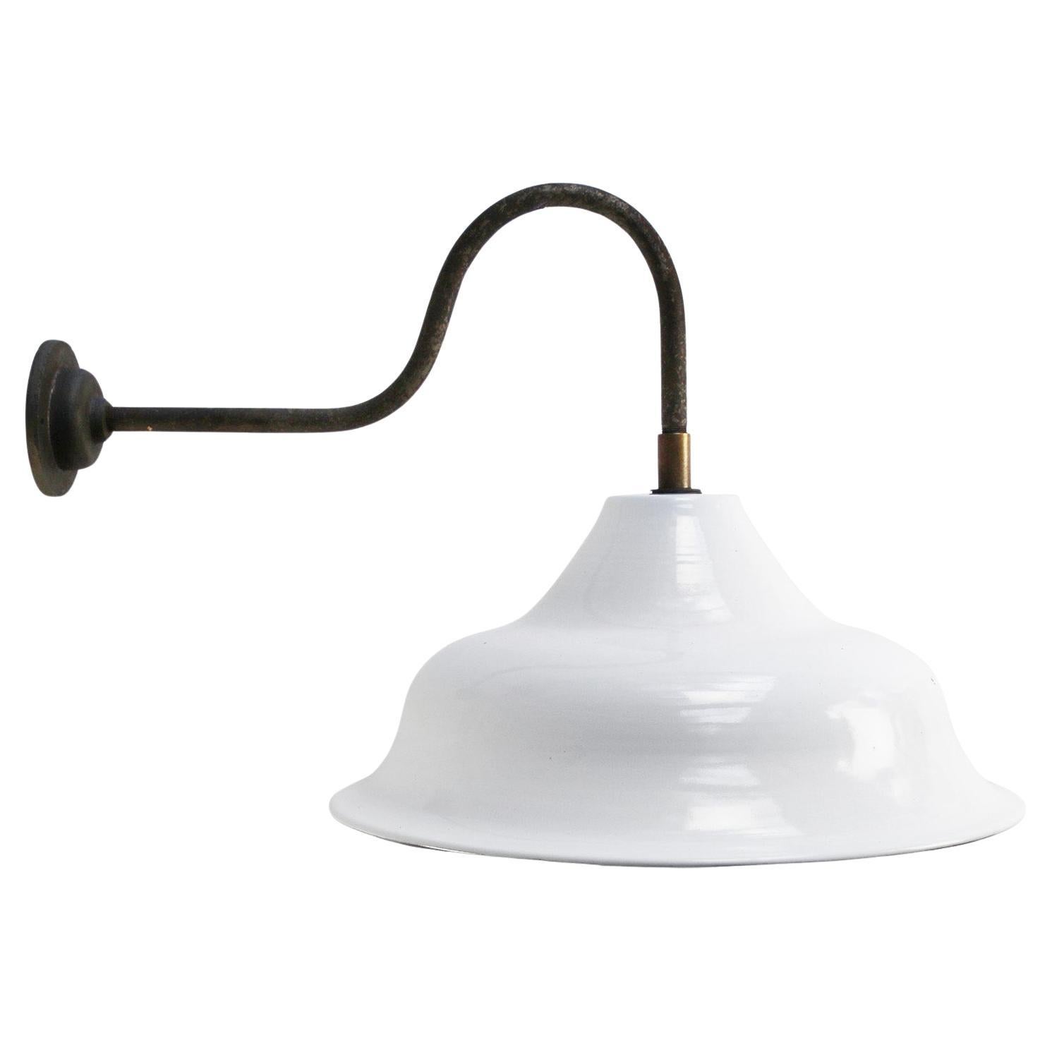 White Enamel Vintage Industrial Cast Iron Goose-neck Wall Light Sconces en venta