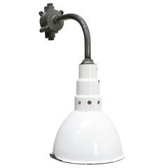 White Enamel Vintage Industrial Cast Iron Sconces Wall Lights by Benjamin USA