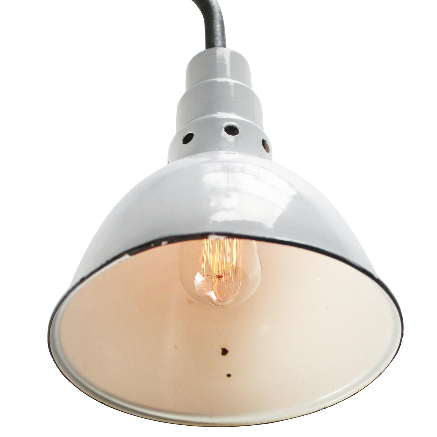 American White Enamel Vintage Industrial Cast Iron Sconces Wall Lights by Benjamin USA For Sale