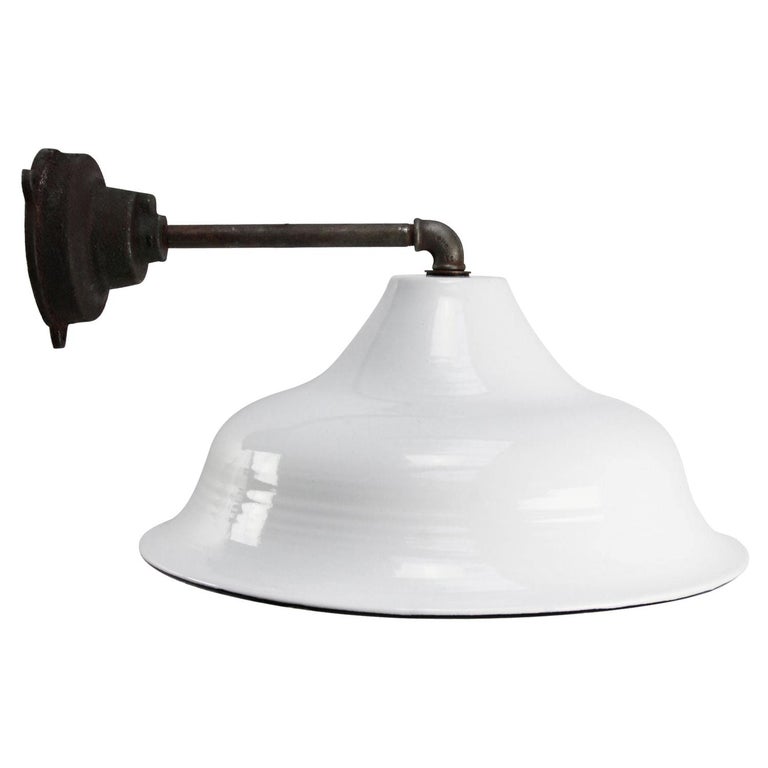 White Enamel Vintage Industrial Cast Iron Wall Light Scones For Sale