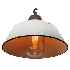 Weiß Emaille Vintage Industrial Klarglas Gusseisen Pendelleuchten
