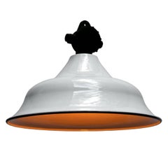 White Enamel Vintage Industrial Enamel Bakelite Top Factory Pendant Lamps