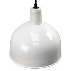 White Enamel Vintage Industrial Factory Hanging Light Pendant