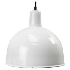 White Enamel Vintage Industrial Factory Hanging Light Pendant