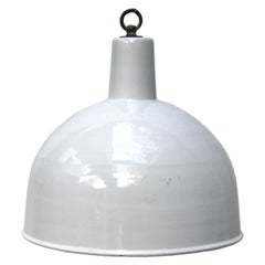 White Enamel Vintage Industrial Factory Hanging Light Pendants