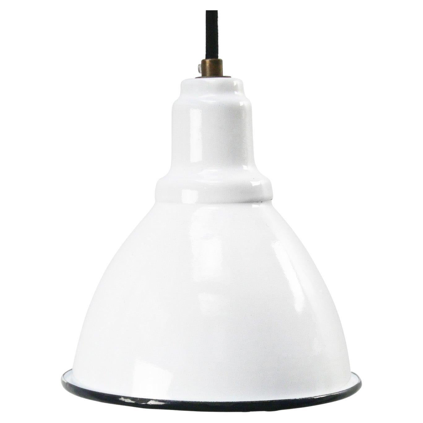 Lampe pendante d'usine industrielle vintage en émail blanc Lights Whiting