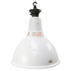 White Enamel Vintage Industrial Factory Pendant Light by Benjamin UK