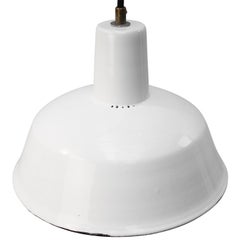 Lampade a sospensione industriali di fabbrica con smalto bianco e vintage