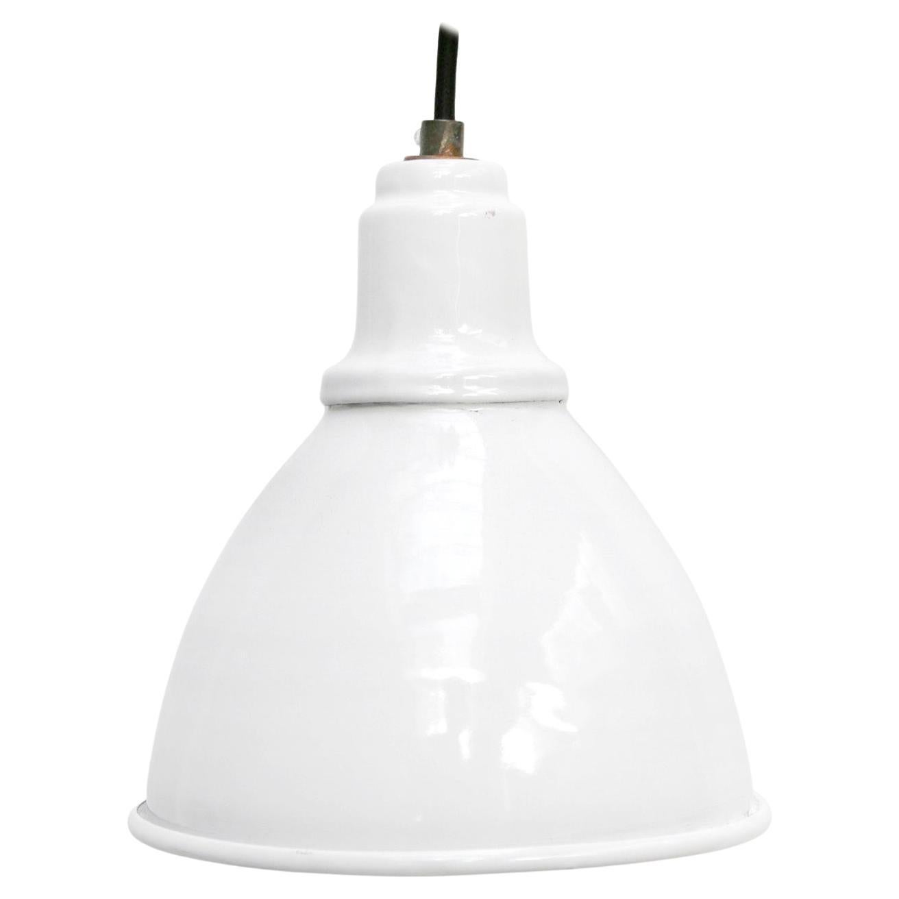 White Enamel Vintage Industrial Factory Pendant Light For Sale
