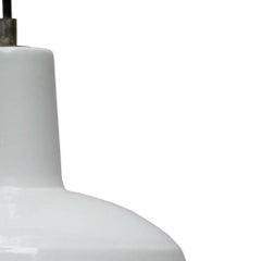 White Enamel Vintage Industrial Factory Pendant Light NOS