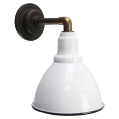 White Enamel Vintage Industrial Iron & Brass Sconces Wall Lights