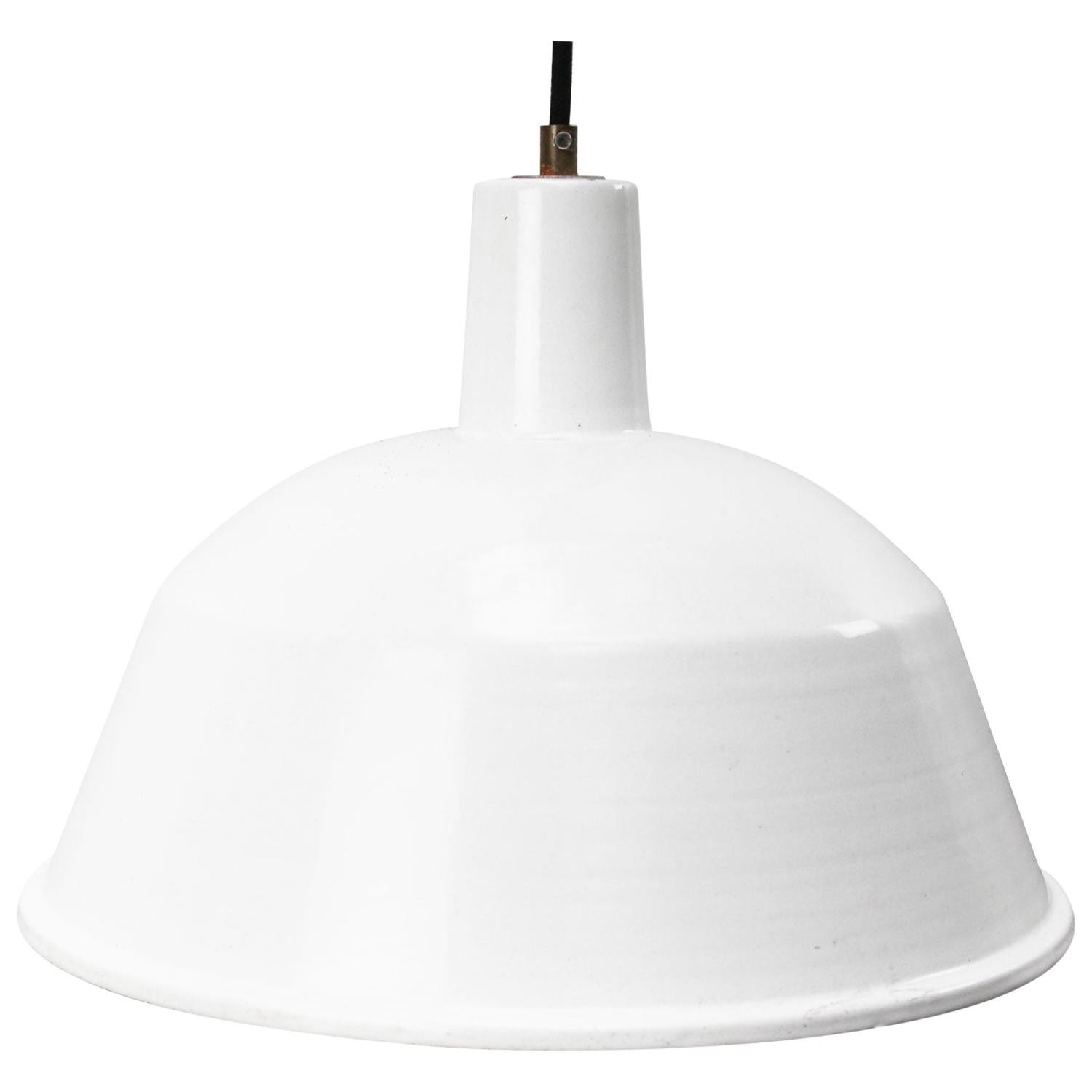 White Enamel Vintage Industrial Pendant Lights NOS For Sale
