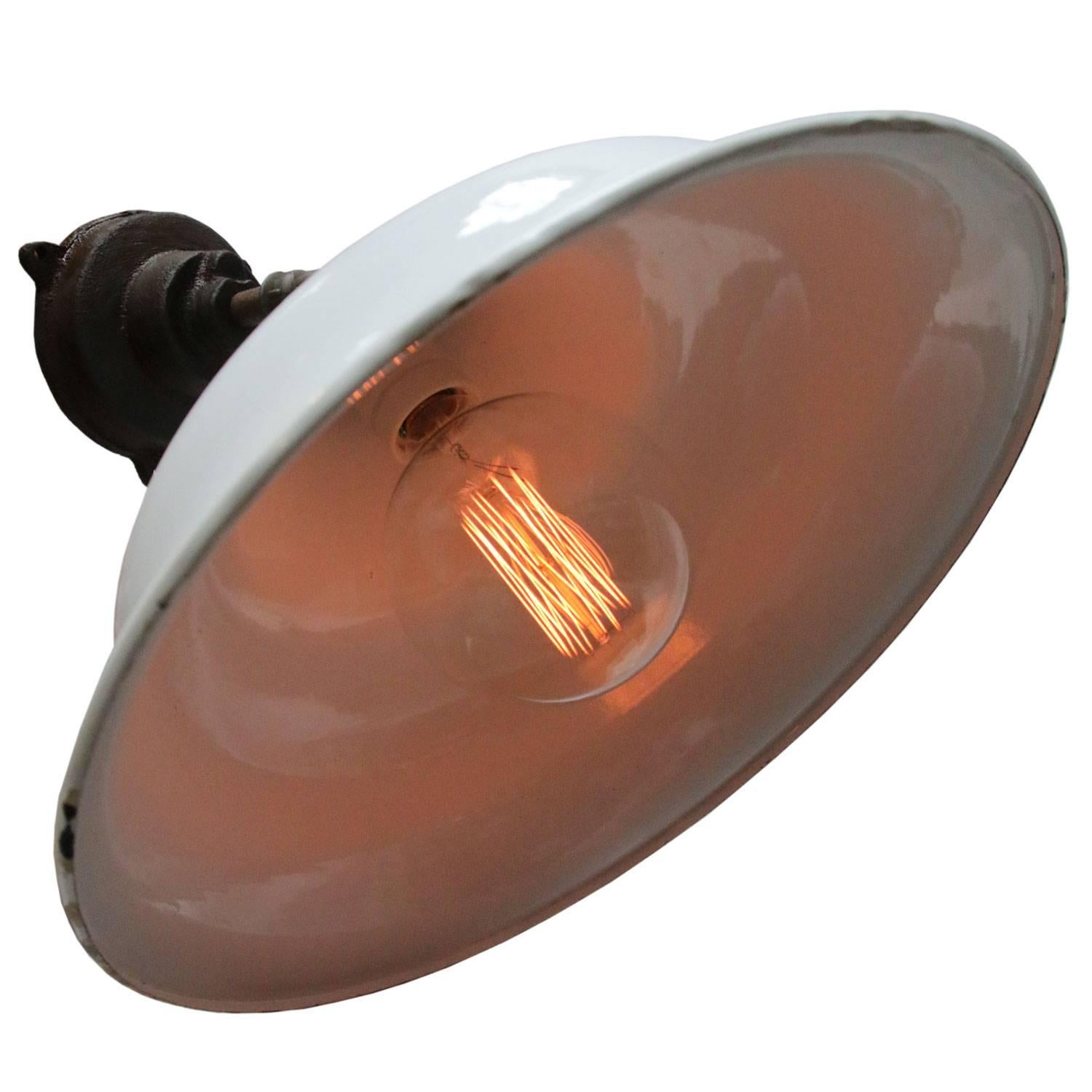 Dutch White Enamel Vintage Industrial Sconces Wall Lights For Sale