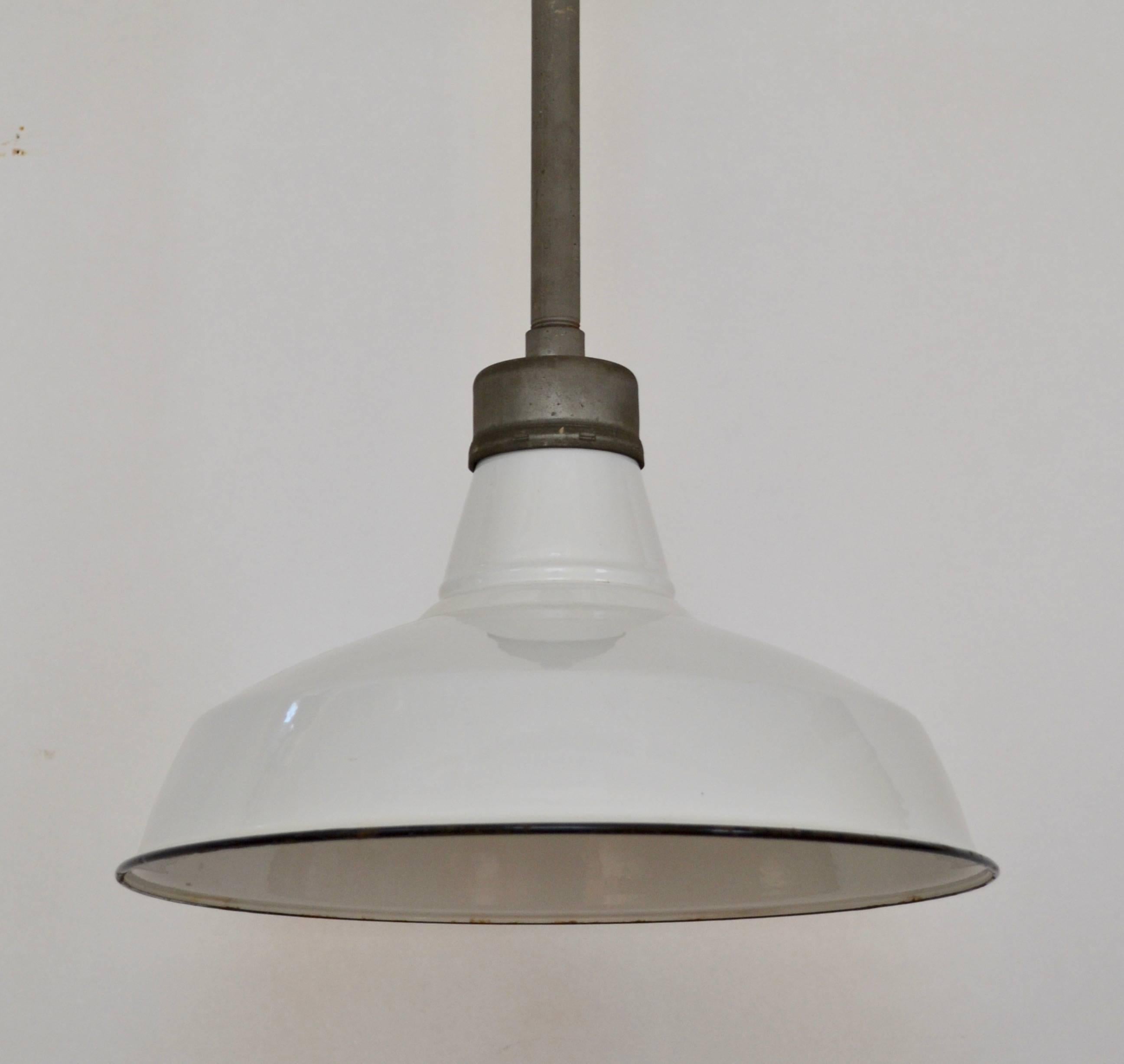 Appleton electric, perhaps best known for their specialty explosion proof fixtures also had a general service line of which these lights are a particularly clean example. Many still retain their original paper labels. Along with the Benjamin