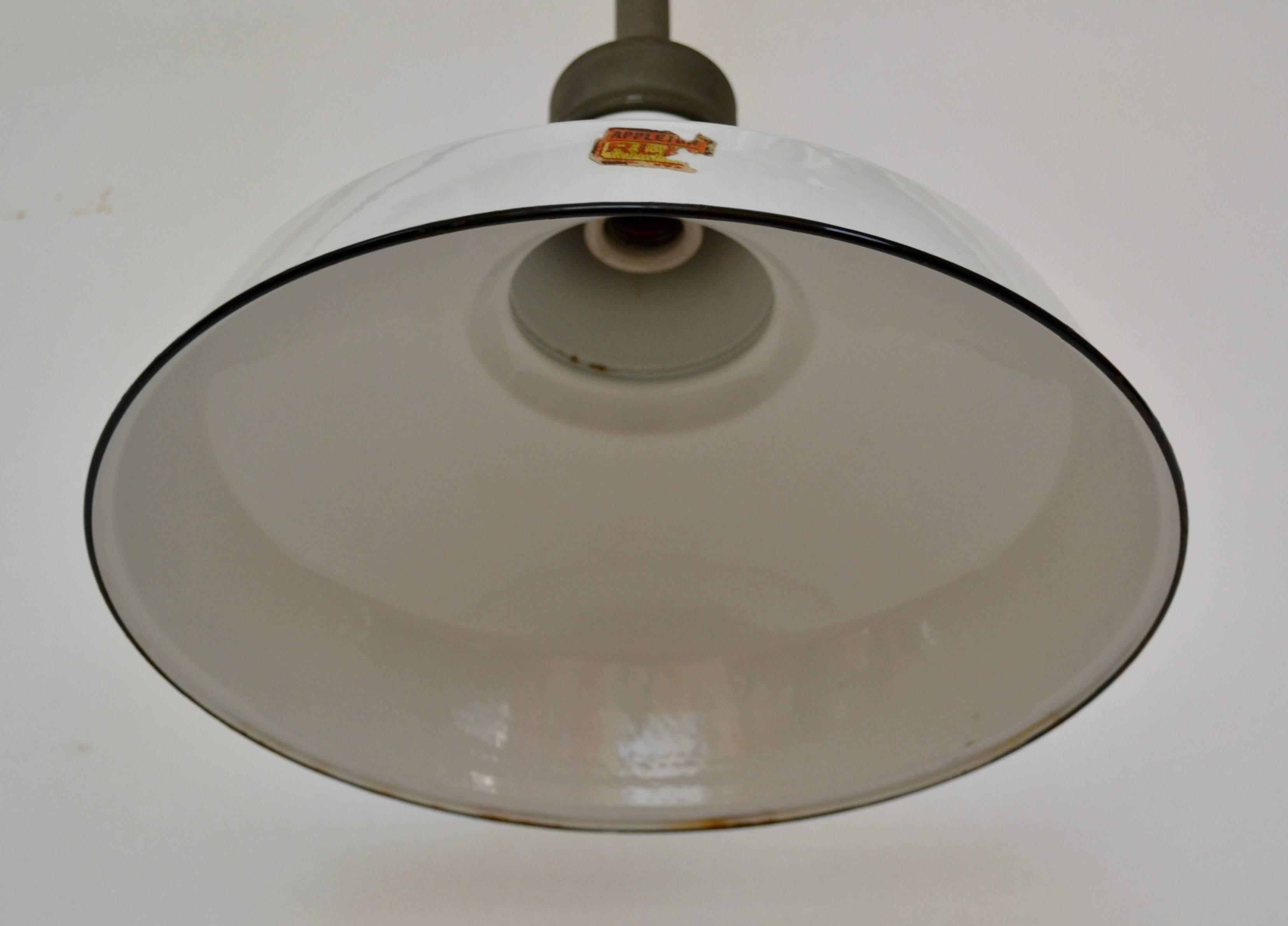 White Enameled Appleton Factory Lights In Good Condition In Baltimore, MD