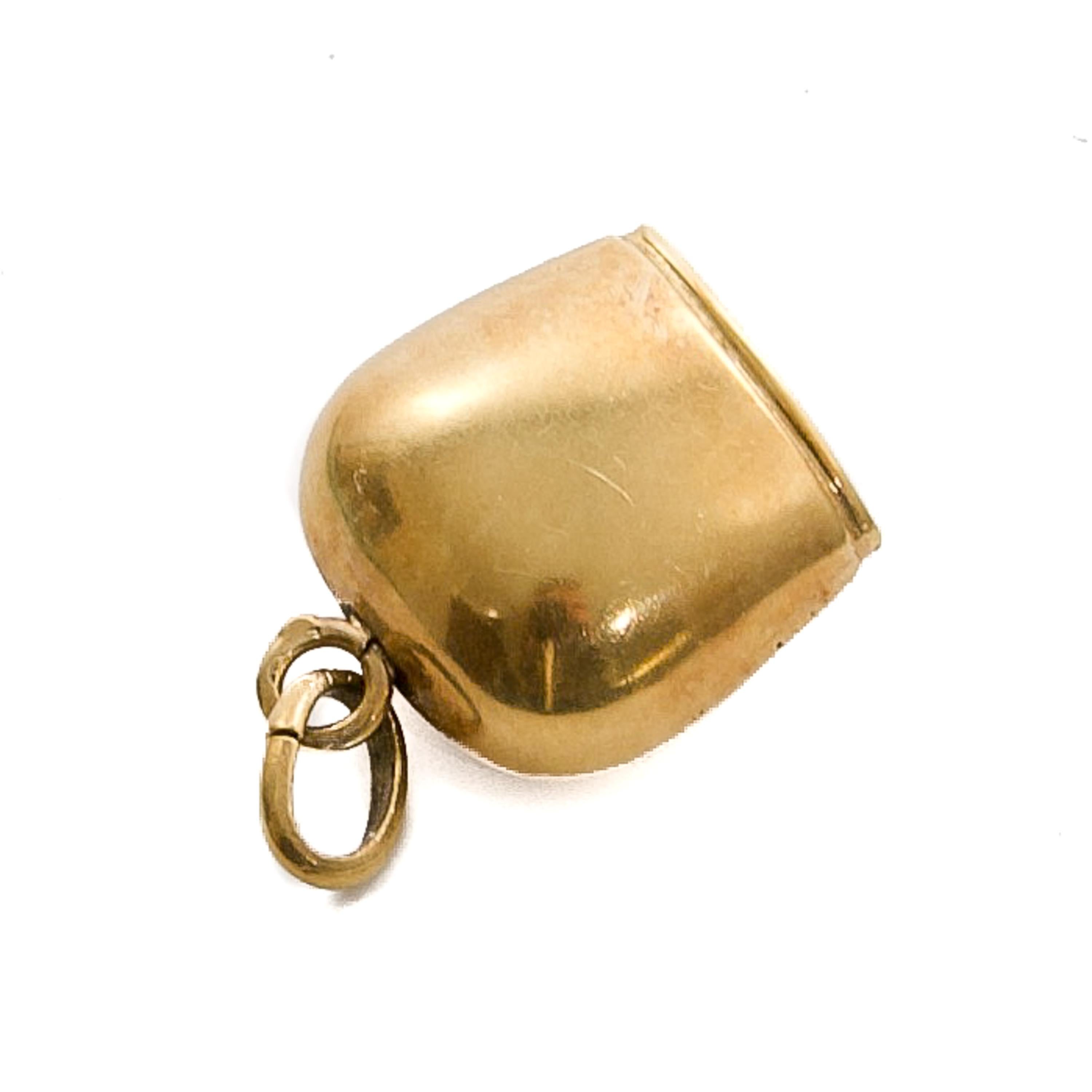 White Enameled Edelweiss Gold Cow Bell Charm Pendant 1