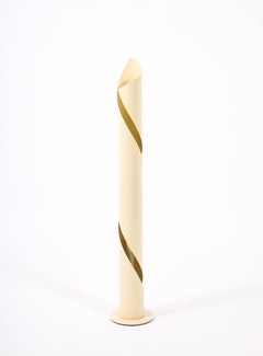 White Enameled Metal Spiral Floor Lamp, France 1970's