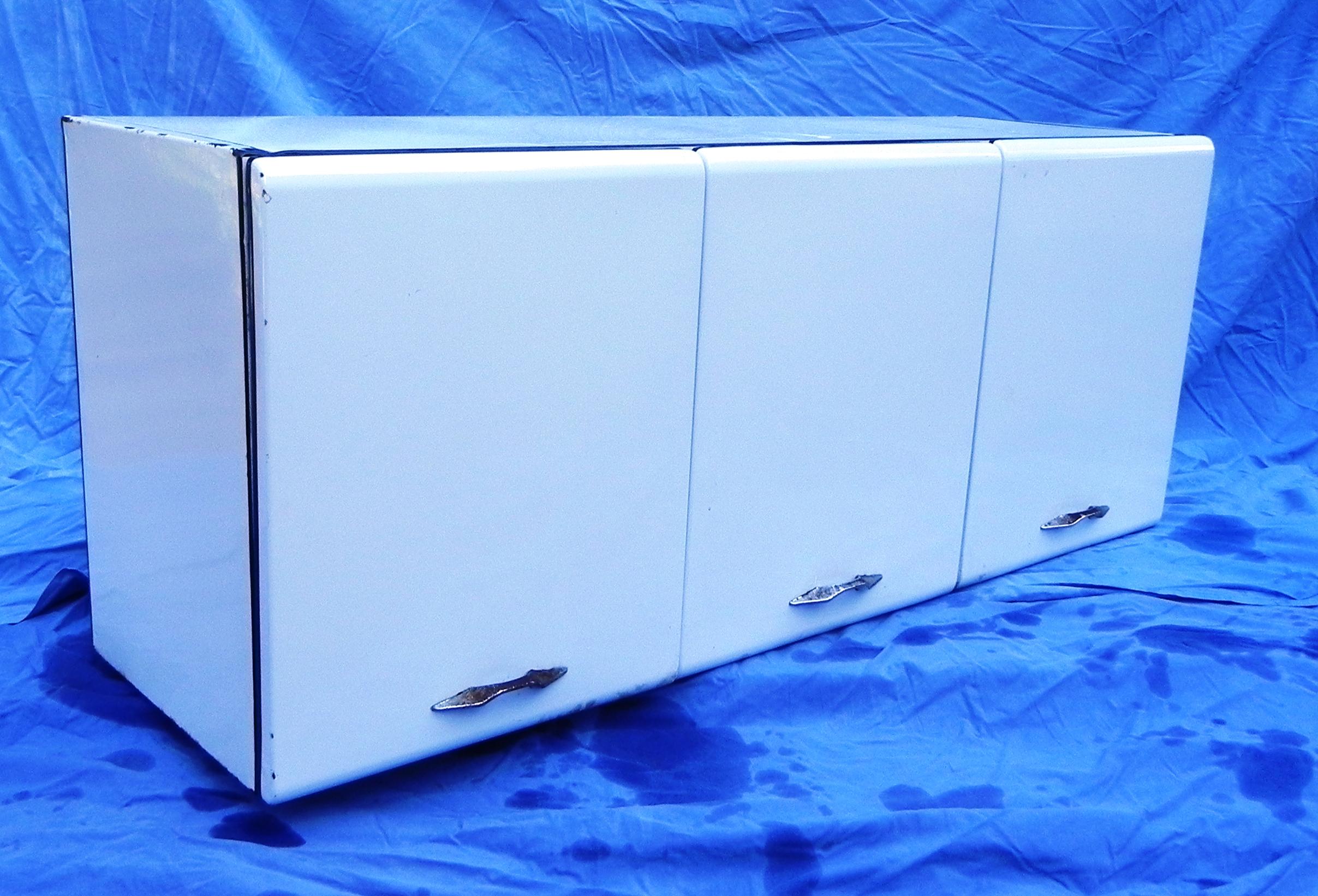Lacquered White Enameled Sheet Metal Hanging Sideboard by Soal, 1950s For Sale