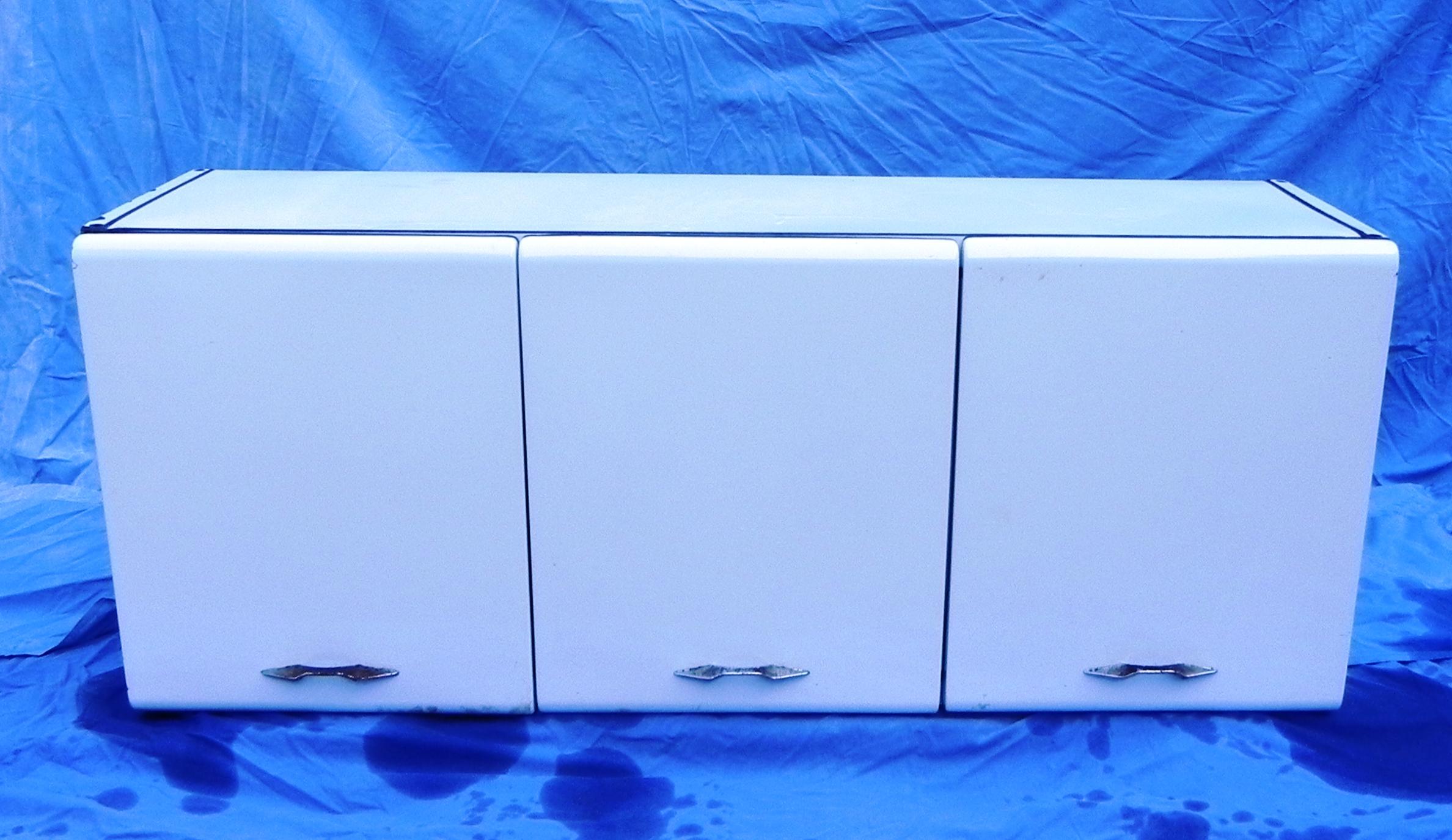 Mid-20th Century White Enameled Sheet Metal Hanging Sideboard by Soal, 1950s For Sale