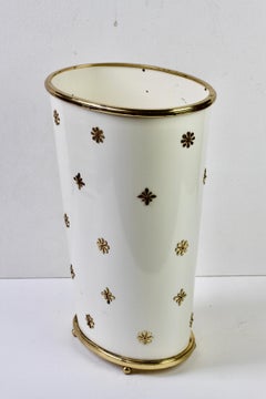 White Enamelled Brass Umbrella Stand by Vereinigte Werkstätten München c. 1955