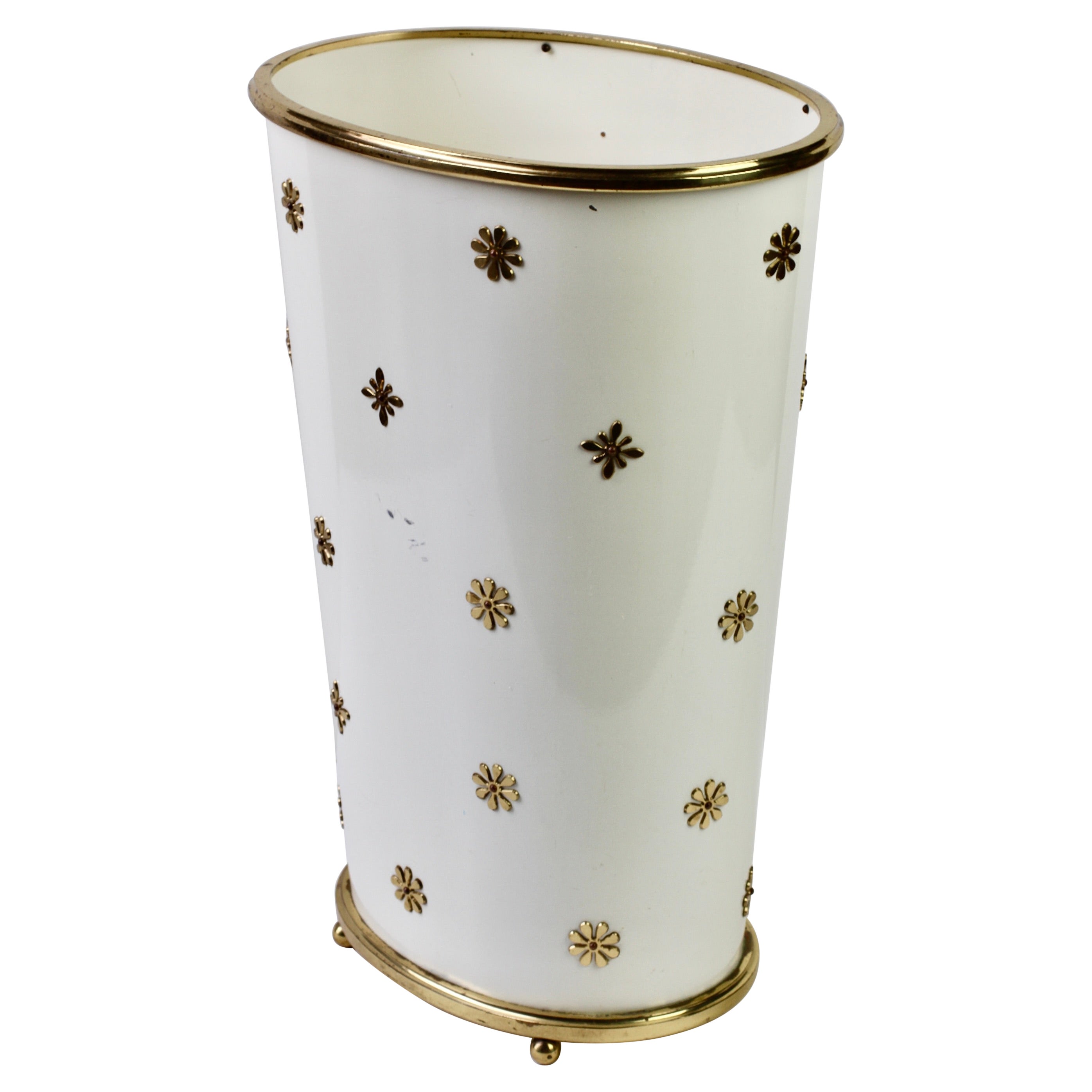 Portaombrelli in ottone smaltato bianco di Vereinigte Werkstätten München c.C. 1955 in vendita