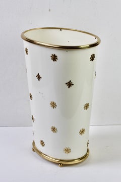 White Enamelled Brass Umbrella Stand by Vereinigte Werkstätten München c. 1955