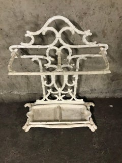 White enamelled iron umbrella stand