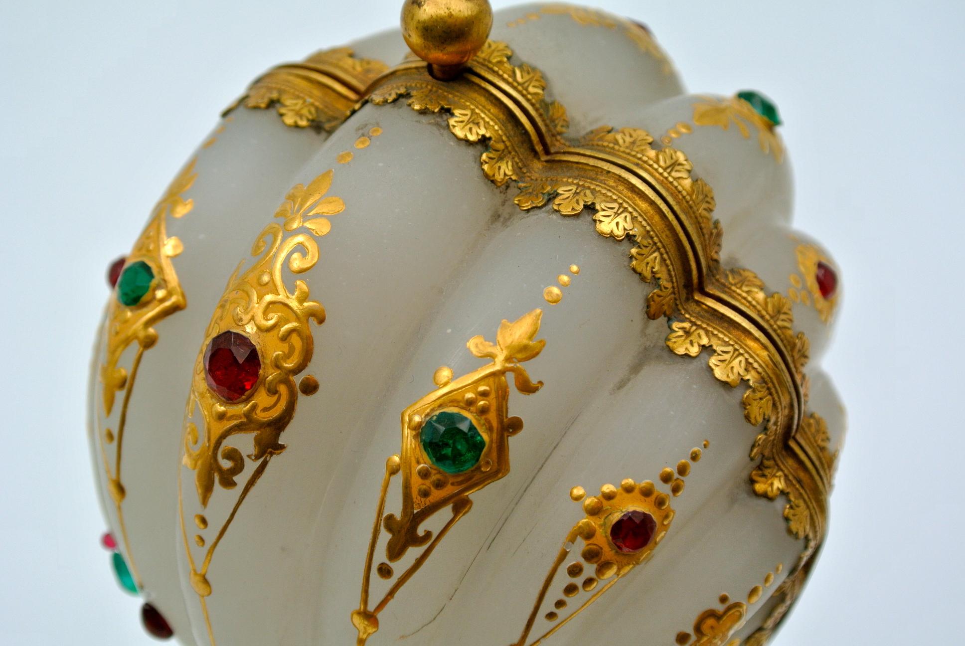 White Enameled Opaline Perfume Flask Holder 10