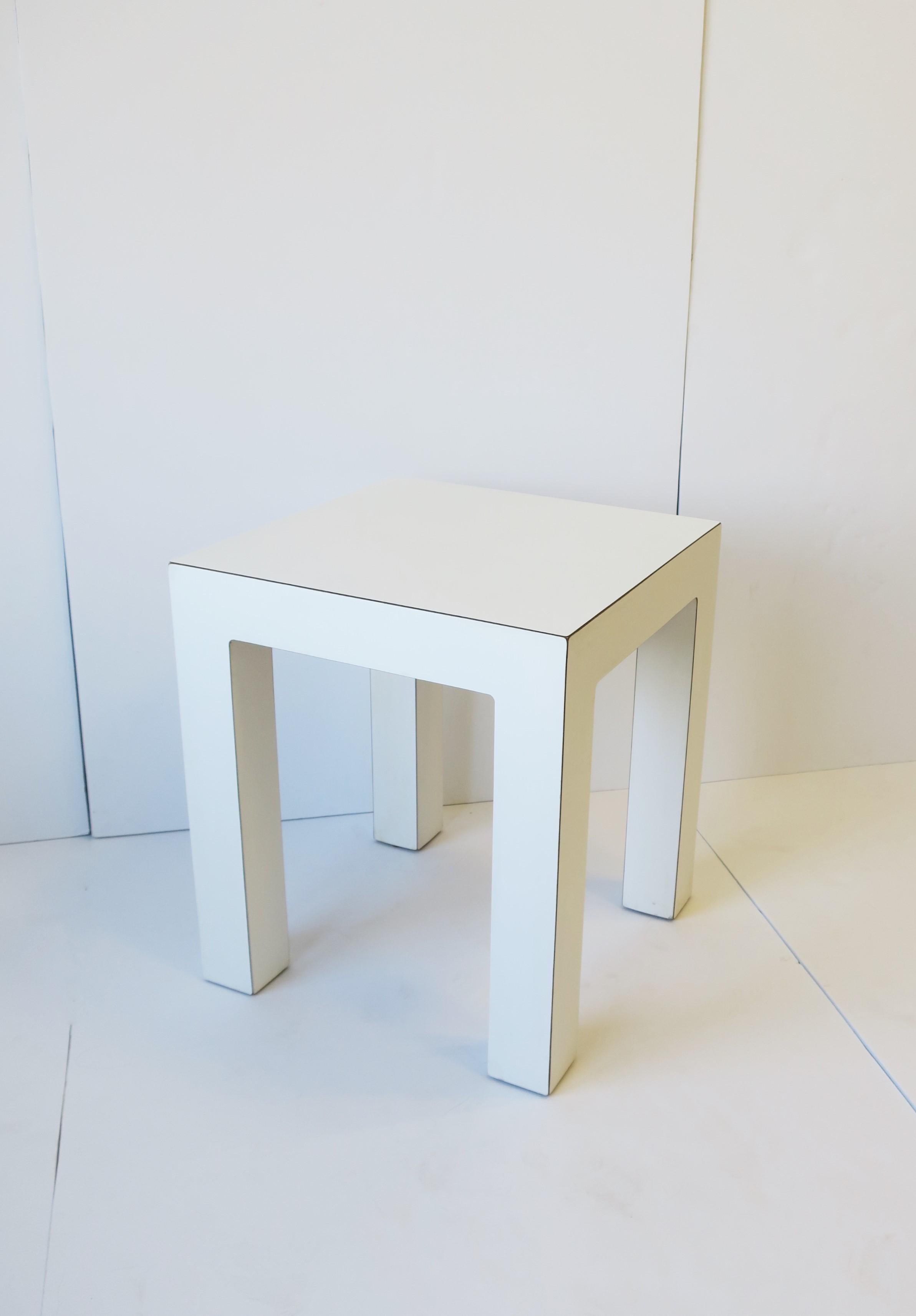 Laminate Modern White End Table, ca. 1970s For Sale