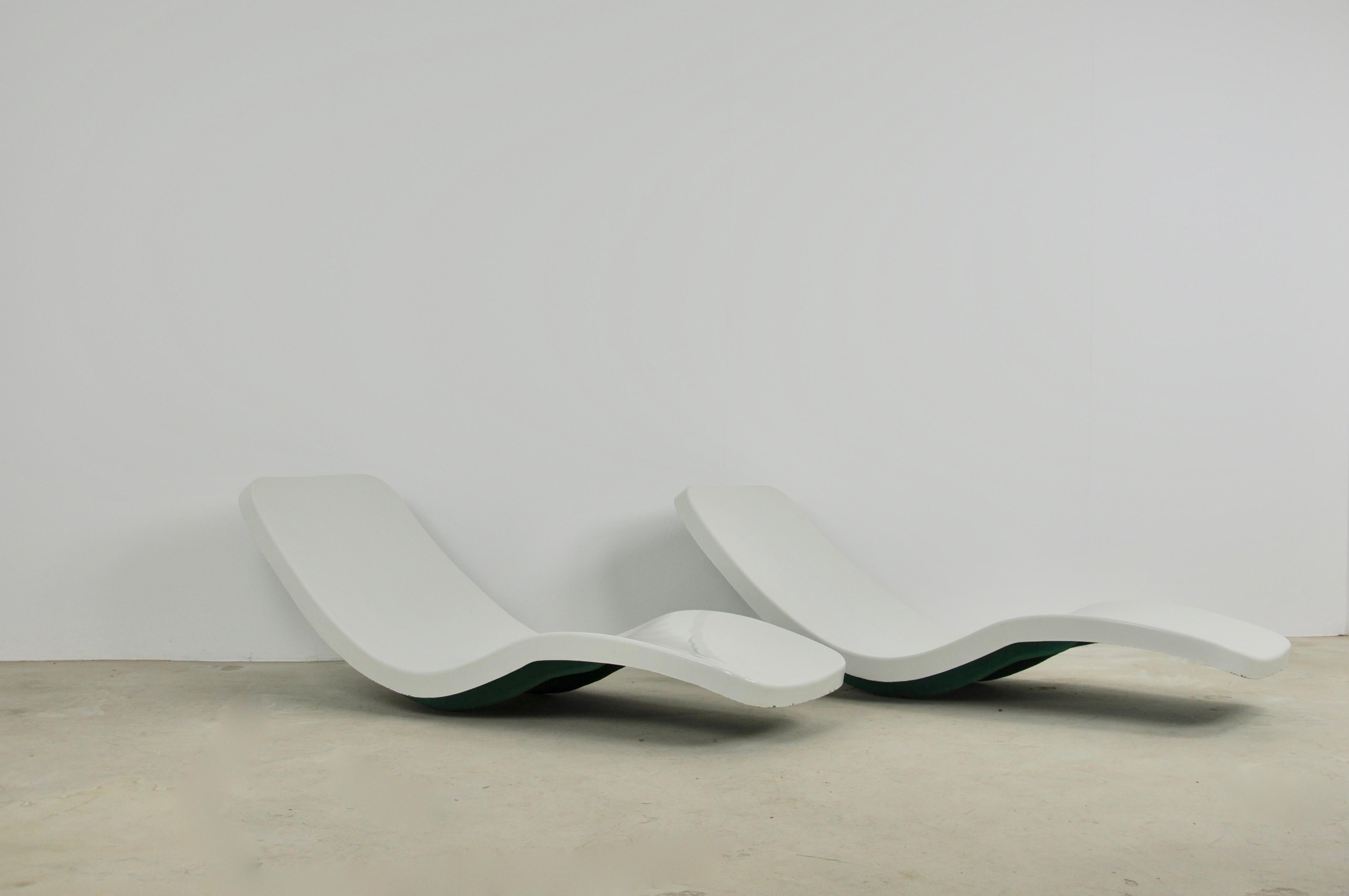 Mid-Century Modern White Eurolax Club Med Deck Chairs by Charles Zublena, 1960s
