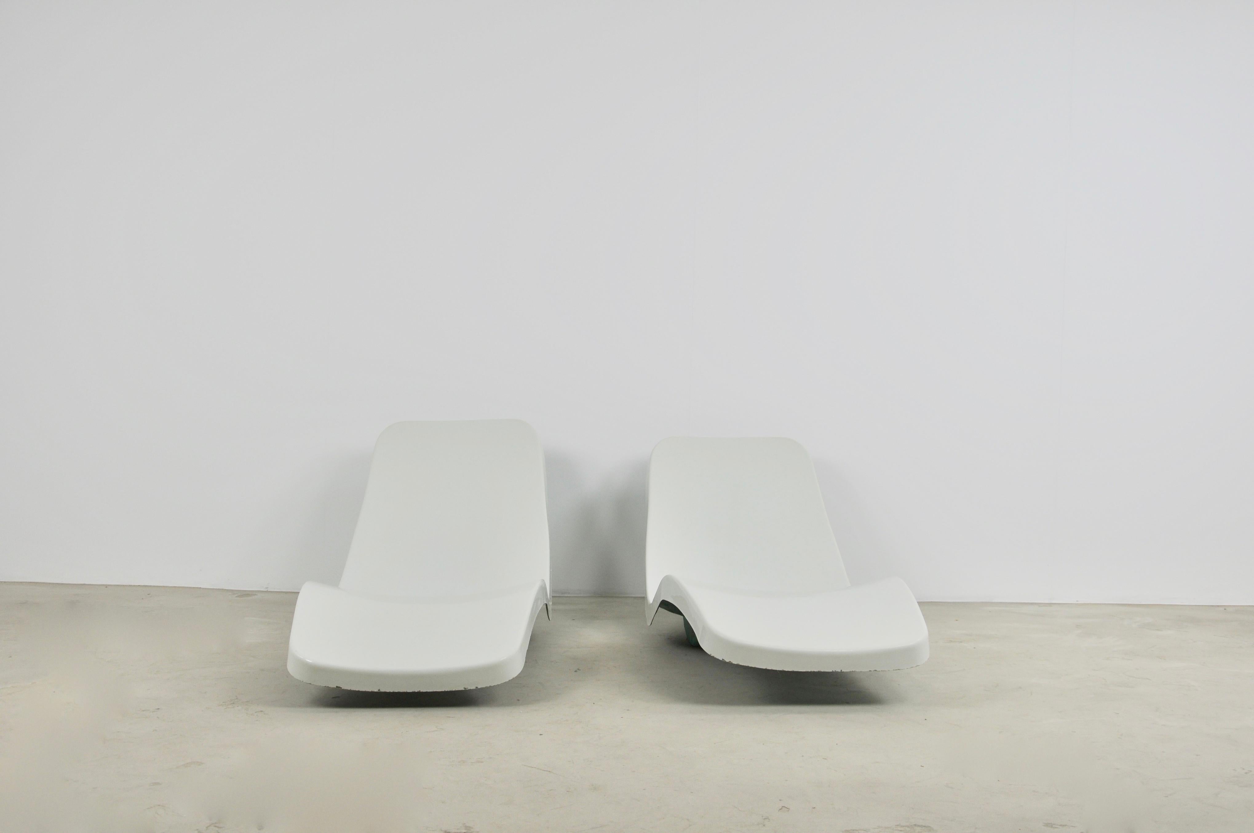 White Eurolax Club Med Deck Chairs by Charles Zublena, 1960s In Good Condition In Lasne, BE