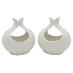 White Eva Zeisel Mid-Century Tomorrow's Classic Candle Holders for Hallcraft