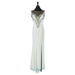 White evening dress with beadwork neckline Gai Mattiolo Red carpet 
